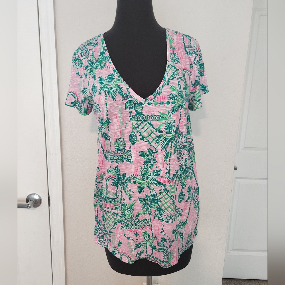 Lilly Pulitzer Pink and Green Short Sleeve Tee